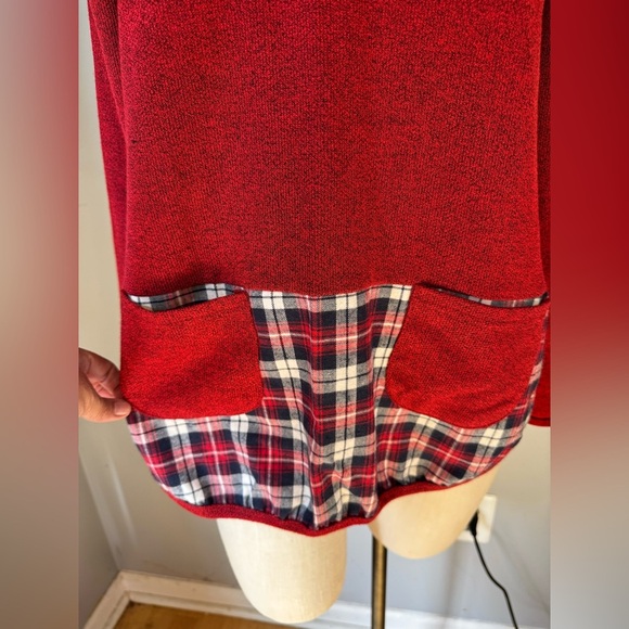 NWT Meinike Asian Made Red Plaid Layered Vintage Inspired Tunic Sweater Sz 42 XL - Picture 4 of 12